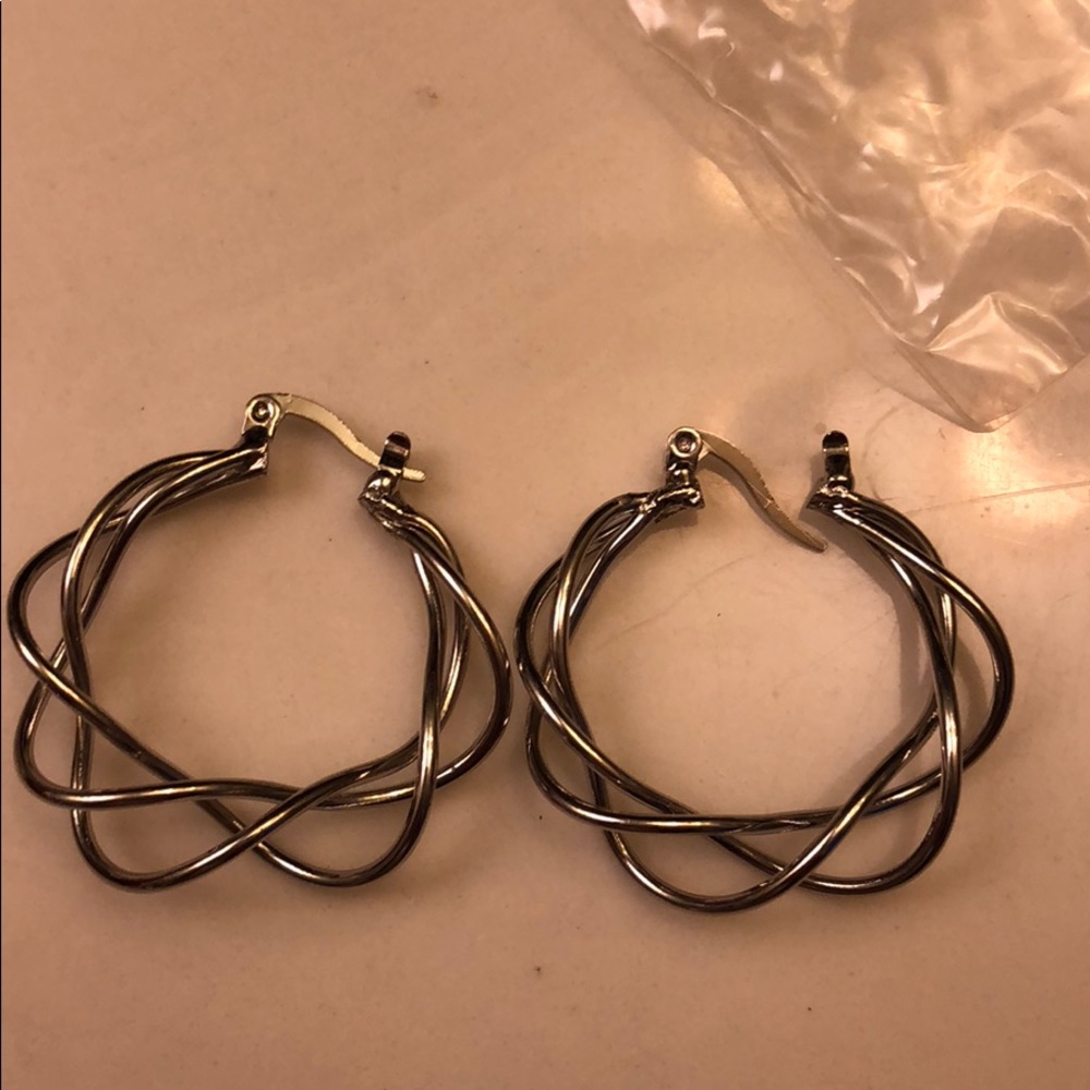 Pierced wired hoop earrings! Silver!